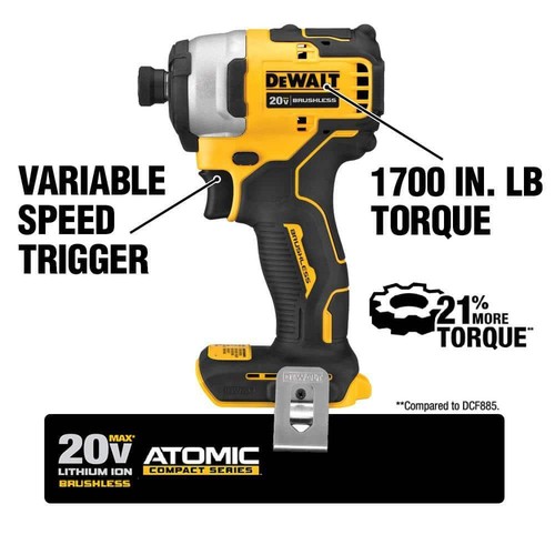 DEWALT ATOMIC Compact 2-Tool Combo Kit 20V MAX Li-Ion Cordless w/ Hammer Drill - Picture 8 of 10