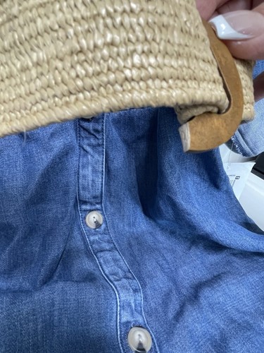 Falls Creek Med Belted* Denim Dress Sz Small NWT Pockets Buttons Up - Picture 16 of 16
