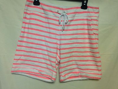 Calvin Klein Performance Quick Dry Striped Terry Short NC9 Coral/White  NWT