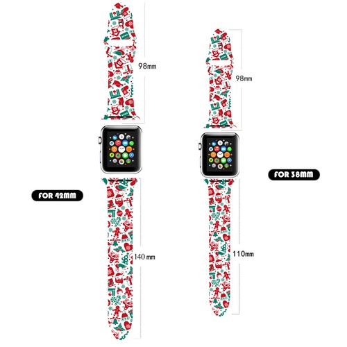 Silicone Straps For Apple Watch Series 6 SE 5 4 3 2 1 Christmas Wristwatch Band - Picture 44 of 157