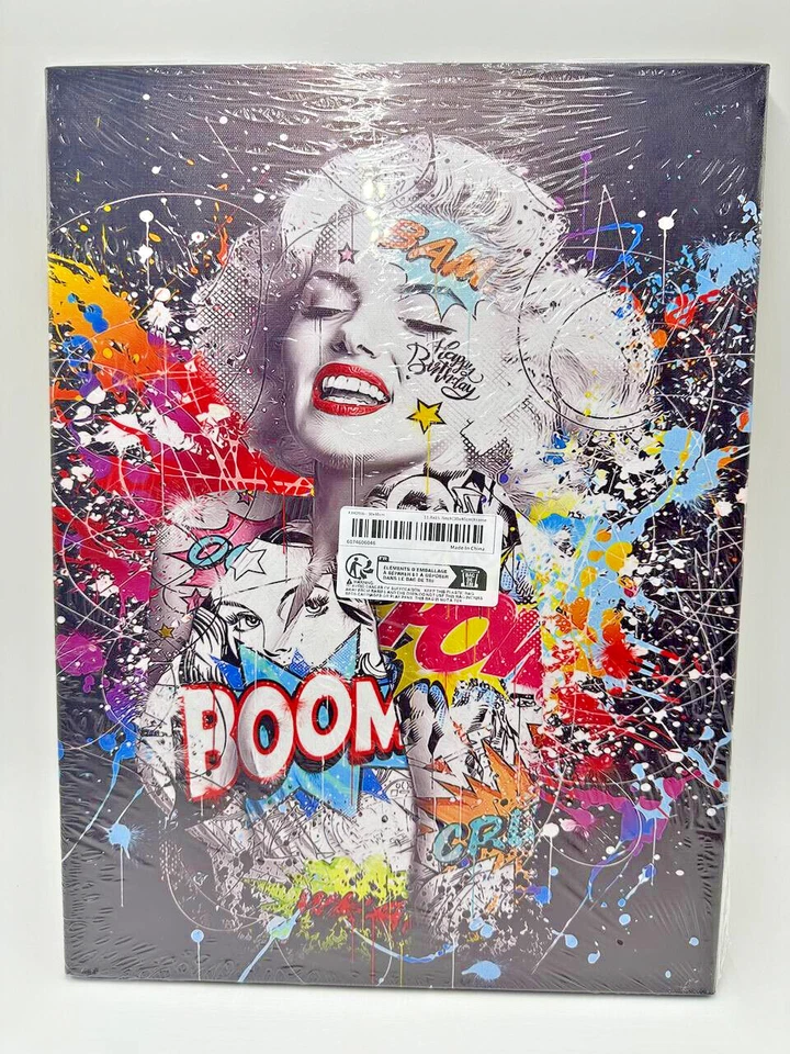 Impresión artística en lienzo de graffiti Marilyn Monroe 11,8 x 15,7′′ ARTE ENMARCADO - VENDEDOR DE EE. UU. Foto 3 de 4