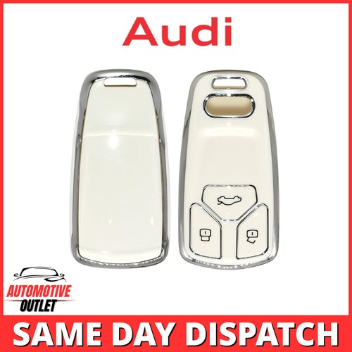KEY FOB COVER CASE CAR SMART WHITE FOR AUDI A4 B9 A5 A6 8S 8W Q5 4M S4 S5 S7 TT