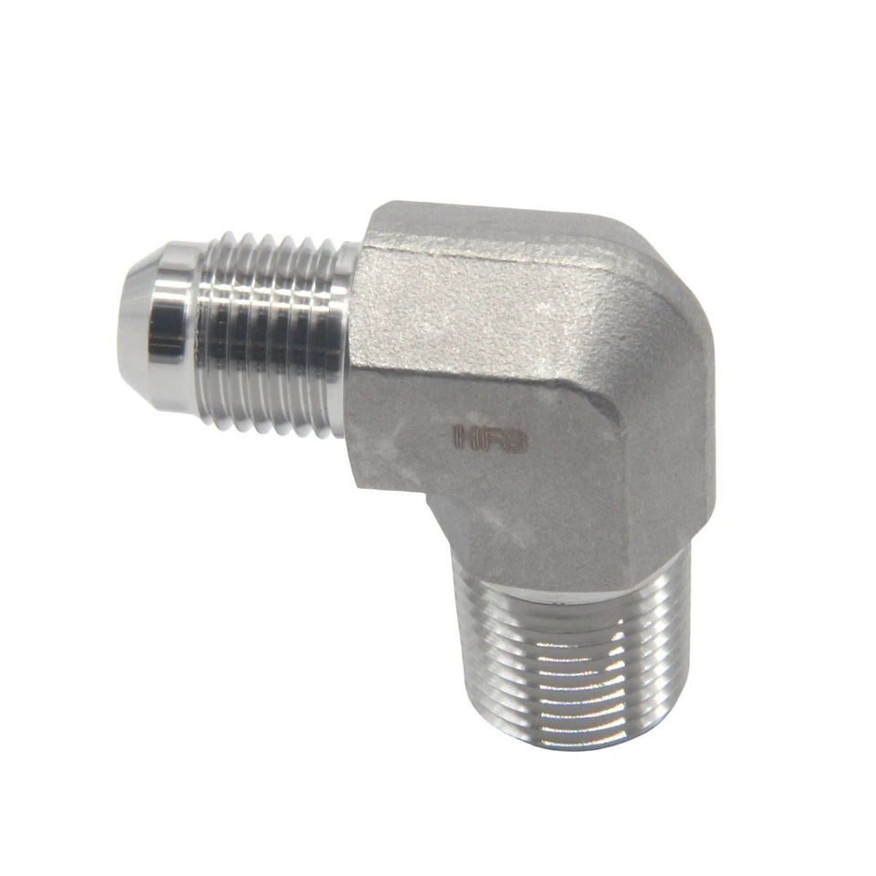 3/8" Male NPT to 3/8" Male JIC Elbow 90° Flare Pipe Fitting 304 Stainless Steel - Image 2 of 4