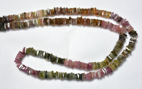 4mm Multi Color Tourmaline Gemstone Heishi Beads 16 Inch Strand - Picture 3 of 4