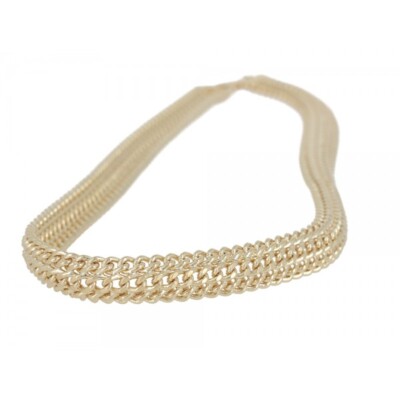 Collier Maille Art Nouveau Années 1930 - Plaqué Or 18k (750/1000) - 3 Rangs