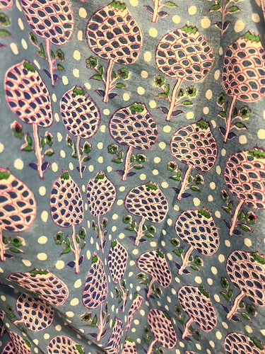 SZ Blockprints Throw Tablecloth Floral 46X 77” Blue Pink Indian Print NWT New - Picture 9 of 10