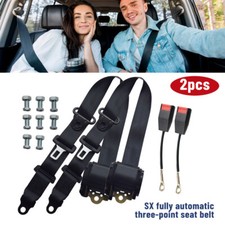 Set Of 2 Retractable Auto Car 3 Point Safety Seat Belt Adjustable Diagonal Belt