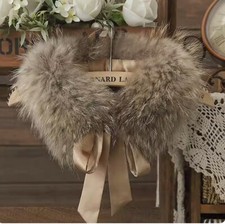 100 Real raccoon fur collar neck wrap /scarf brown women jacket collar ribbons