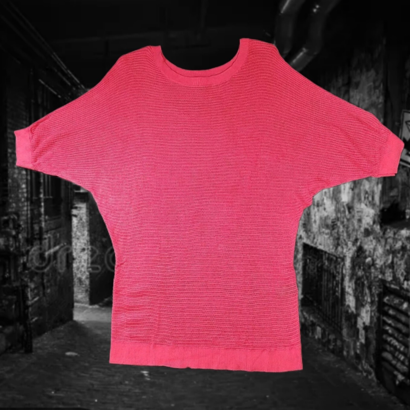 Express Camisa de Rejilla Manga Corta Rosa Intenso Neón Mujer Talla Grande