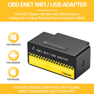 OBD ENET WIFI/USB Adapter DOIP Compatible For BimmerCode E-SYS Bootmod3 Ethernet