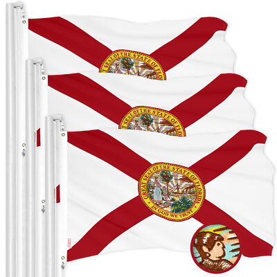 G128 3 Pack: Florida FL State Flag 2.5x4 Ft ToughWeave Embroidered 210D Poly