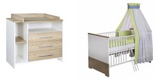Set Kinderbett 70x140 Wickelkommode Umbauseiten Möbel Babyzimmer Weiß Schardt
