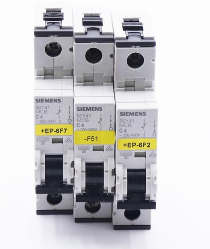 3x Siemens MCB C4 5SY4104-7 Leitungsschutzschalter -used- - Bild 2 von 4