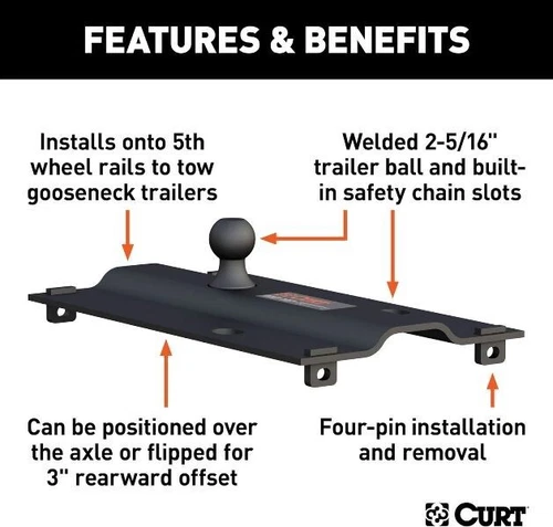 CURT 16055 Bent Plate 5th Wheel to Gooseneck Adapter Hitch New/Opened Box