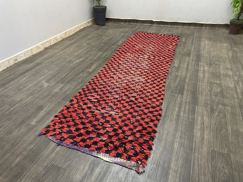 Shaggy 3x9 Geometric Oriental Moroccan Runner Rug Unique Checked Hallway Carpet - Picture 11 of 16