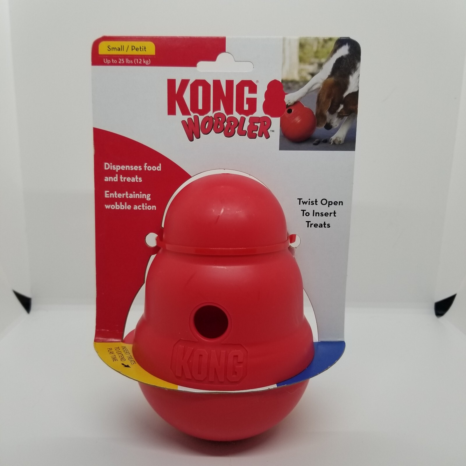 KONG WOBBLER, INTERACTIVE TREAT DISPENSING DOG TOY, SMALL, DISHWASHER SAFE, NOS