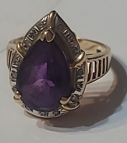 Februar Geburtstag Ameythest und Diamant 14 Kt Ring Größe 6 - Bild 4 von 5