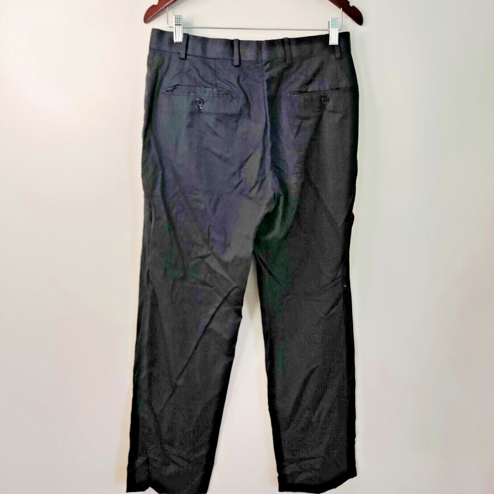 JB Britches Men 32R 100% Wool Charcoal Flat Front Straight Leg Casual Dress Pant image 4