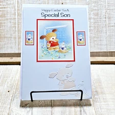 Designer Greetings Easter Card Special Son Bear Chickens Glitter Embossed
