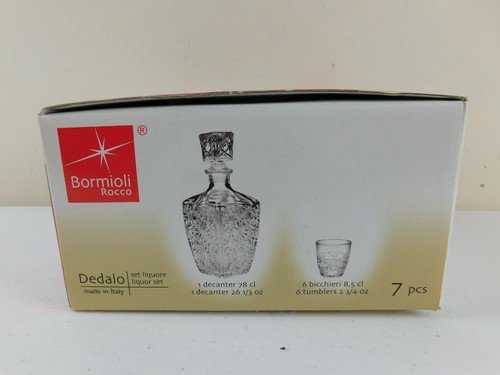 BORMIOLI Dedalo Schnaps Set, Karaffe, Stopfen, 6 Gläser Becher NEU Italy - Bild 2 von 5