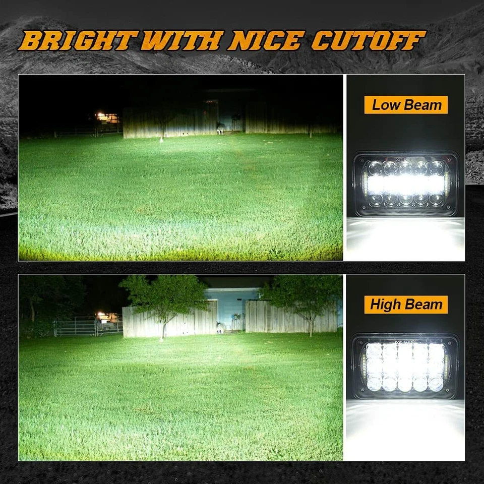 4x For Ford Mustang 1979-1986 DOT 4x6" Square LED Headlights Hi/Lo Beam With DRL - Image 3 of 4