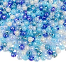 800pcs Pearl Beads 6mm AB Colors Pearls Craft Round 6mm, Blue Mixed