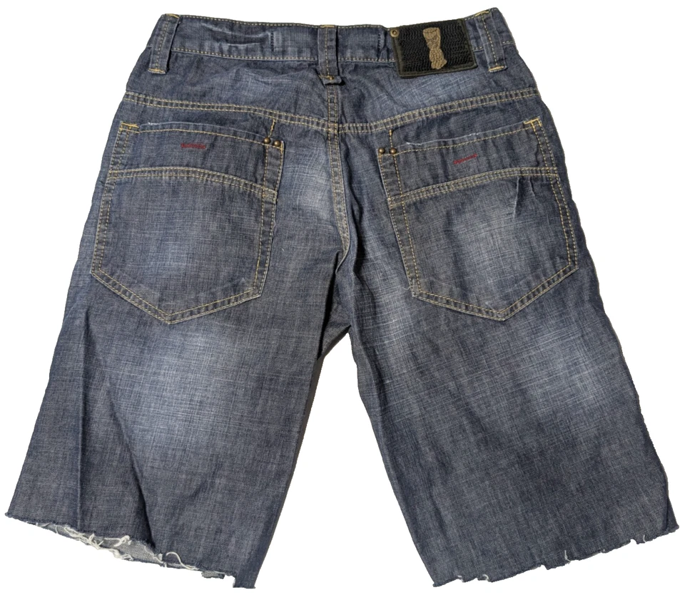 Pantalones Cortos Vaqueros Zara Hombre Tiki Idol Parche Jacron Bolsillo en la Cadera Botón-Volar 11" - Hombres 30 Foto 2 de 4