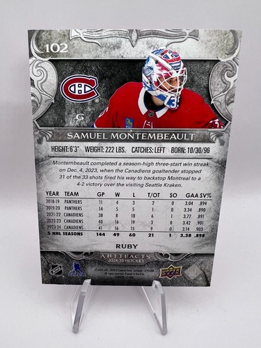 Samuel Montembeault - 2024-25 UD Artifacts Goalies #102 Ruby Red /399 Canadiens - Picture 3 of 3