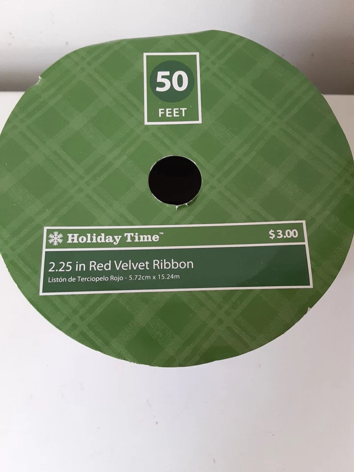 Holiday Time Red Velvet Ribbon 2-50 ft rolls of 2.25" Christmas Decor Vintage - Image 4 of 4