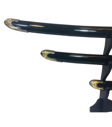 New SW Samurai Sword Set High Carbon Handmade in China Set of 3 Stand Included - Picture 6 of 12