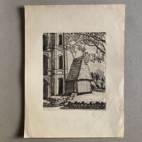 Urbain-Faurec — Tananarive - paillote, case royale — eau-forte originale — 1933 - Picture 2 of 3