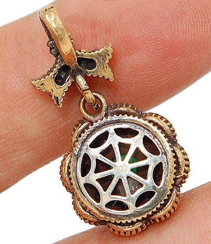 Ottoman Empire Style 4CT Treated Emerald 925 Sterling Silver Pendant S1-9 - Imagen 2 de 2