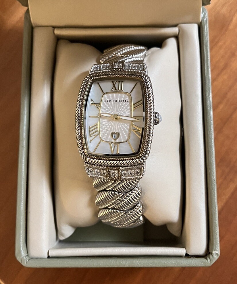Judith Ripka Mother of Pearl Watch|CZ Heart Detail|Twisted Rope Band NEW BATTERY Judith Ripka Watch - Etsy main image 4