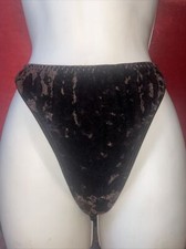 Vintage Victoria s Secret Dark Chocolate Brown Crushed Velvet Thong Panty Small