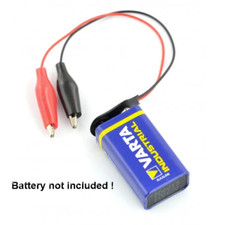 PP3 6F22 9 volt battery connector to 2 x crocodile clips