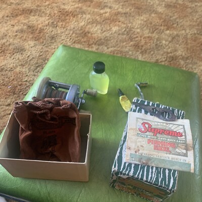Pflueger Supreme 1573 with Box, Grease, Leather Pouch, Tool Pflueger Supreme 1573 with Box, Grease, Leather Pouch, Tool