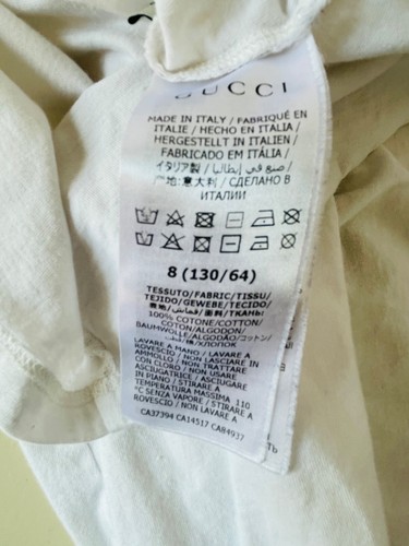 GUCCI WHITE COTTON T-SHIRT TOP GREEN&RED STRIPE GOLD GG LOGO*GIRL US 8 130/64 - Picture 6 of 6