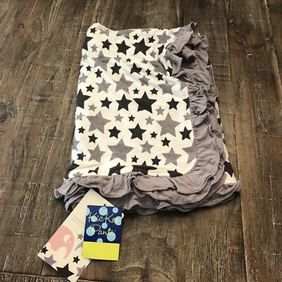 KicKee Pants Star Print Ruffle Stroller Blanket Grey