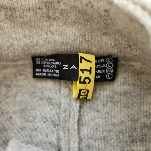 Cárdigan militar Zara suéter para mujer grande gris lana cuello simulado - Imagen 5 de 6