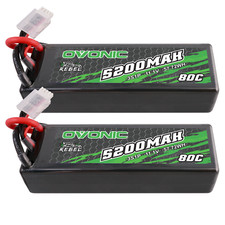 2X OVONIC 5200mAh 3S Lipo Battery 11.1V 80C EC5 For RC Car Truck 1/10 Arrma Losi
