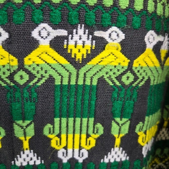 Vtg 60s 70s Guatemalan green yellow woven hippie boho poncho women image 10