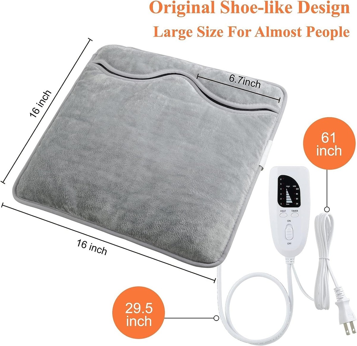 Electric Heated Foot Warmer - Aimshine Double-Side Foot Heating Pad, | eBay