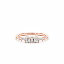 0.40 Ct Natural Round & Baguette Cut Diamond Wedding Band Ring 14k Rose Gold