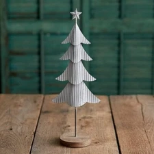 Antiqued Metal Stand Farmhouse Christmas Tree - Home Decor