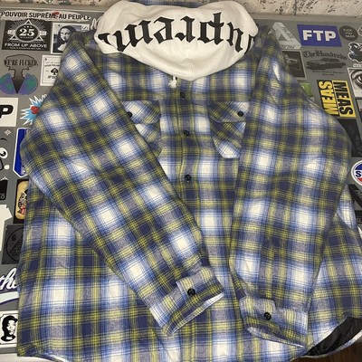 Supreme Hooded Flannel Zip Up Shirt 