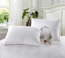 White Down Alternative 100% Cotton Shell Bed Pillow (Single or Set of 2)