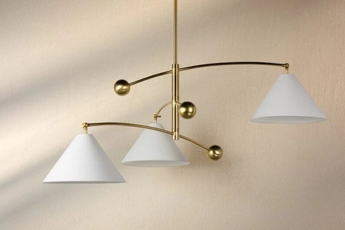 Mid Century chandelier for ceiling 3 holder chandelier ceiling fixture - Picture 5 of 6