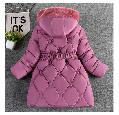 Kids Girls Winter Warm Fur Lined Hooded Parka Coat Padded Jacket Outwear + Scarf - Picture 11 of 17