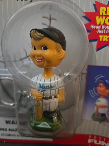 Vtg 1997 Florida Marlins - Baseball MLB Mini Bobble Head Keychain New & Sealed - Picture 2 of 3