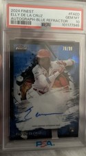2024 Topps Finest Elly De La Cruz Auto Blue Refractor /99 #FA-ED PSA 9